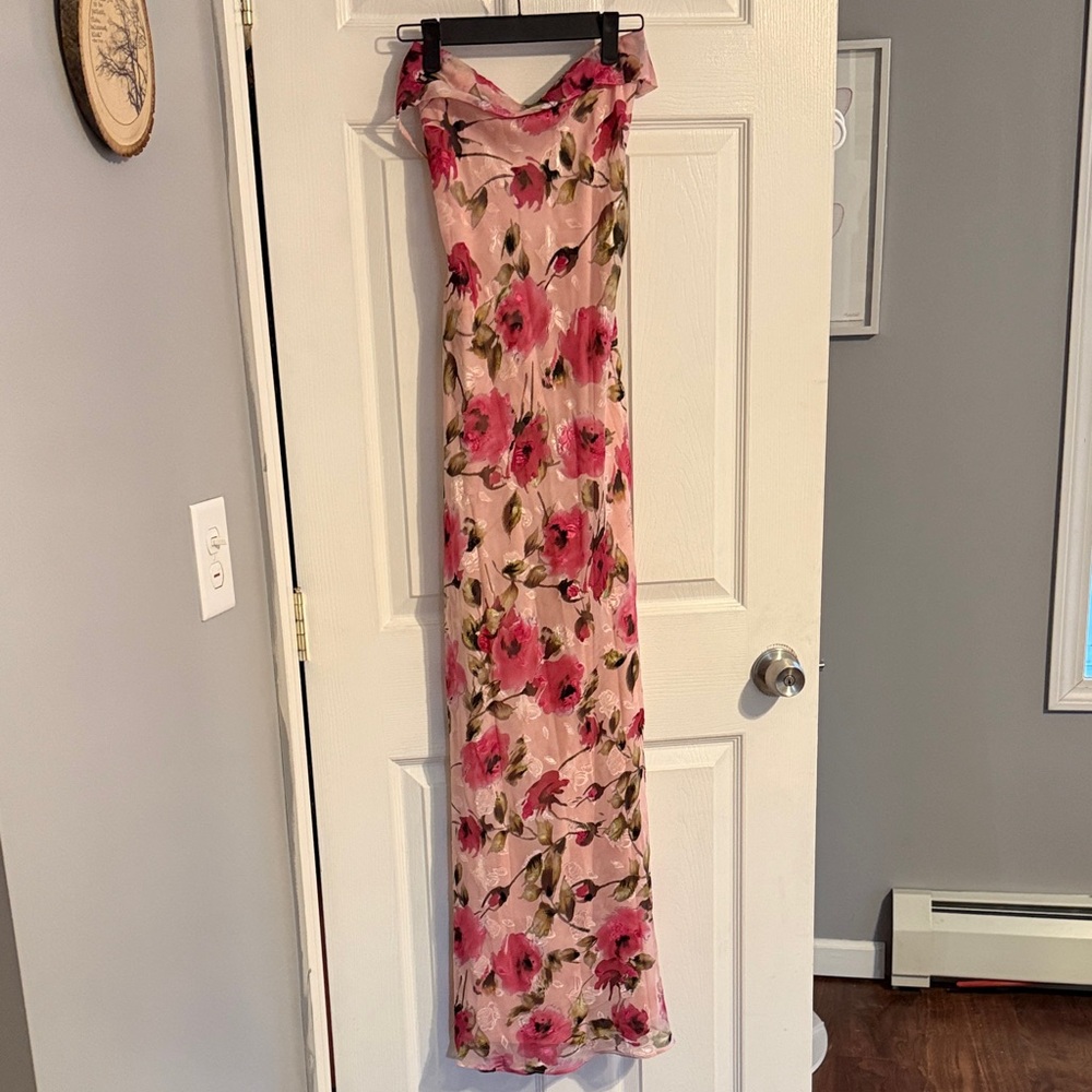 Backless Floral Slip Dress in Pink